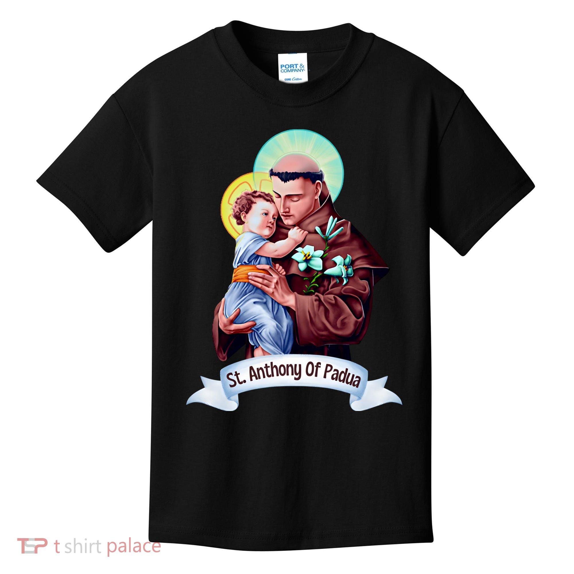 St Anthony Of Padua Holding Jesus Catholic Saint St Anthony Kids T-Shirt