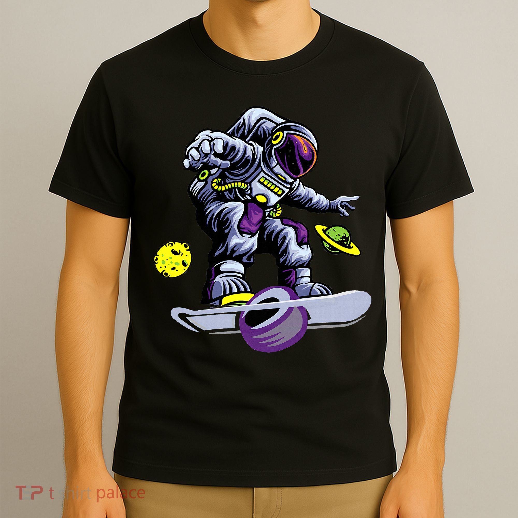 Skating astronaut on onewheel skateboard T-Shirt