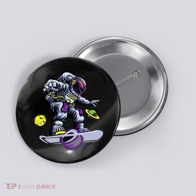 Skating astronaut on onewheel skateboard Button