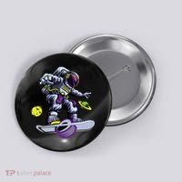 Skating astronaut on onewheel skateboard Button thumb 0