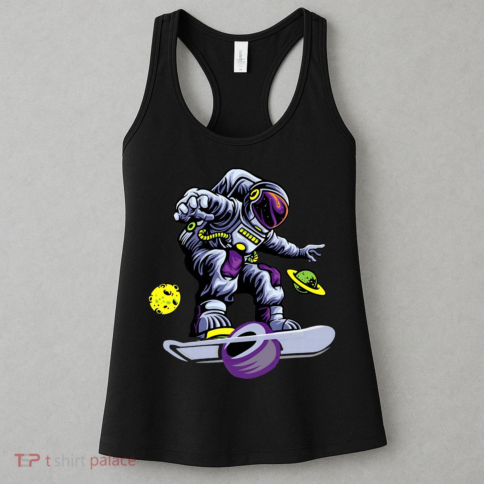 Skating astronaut on onewheel skateboard Women's Tank Top