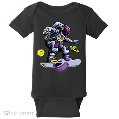 Skating astronaut on onewheel skateboard Baby Bodysuit