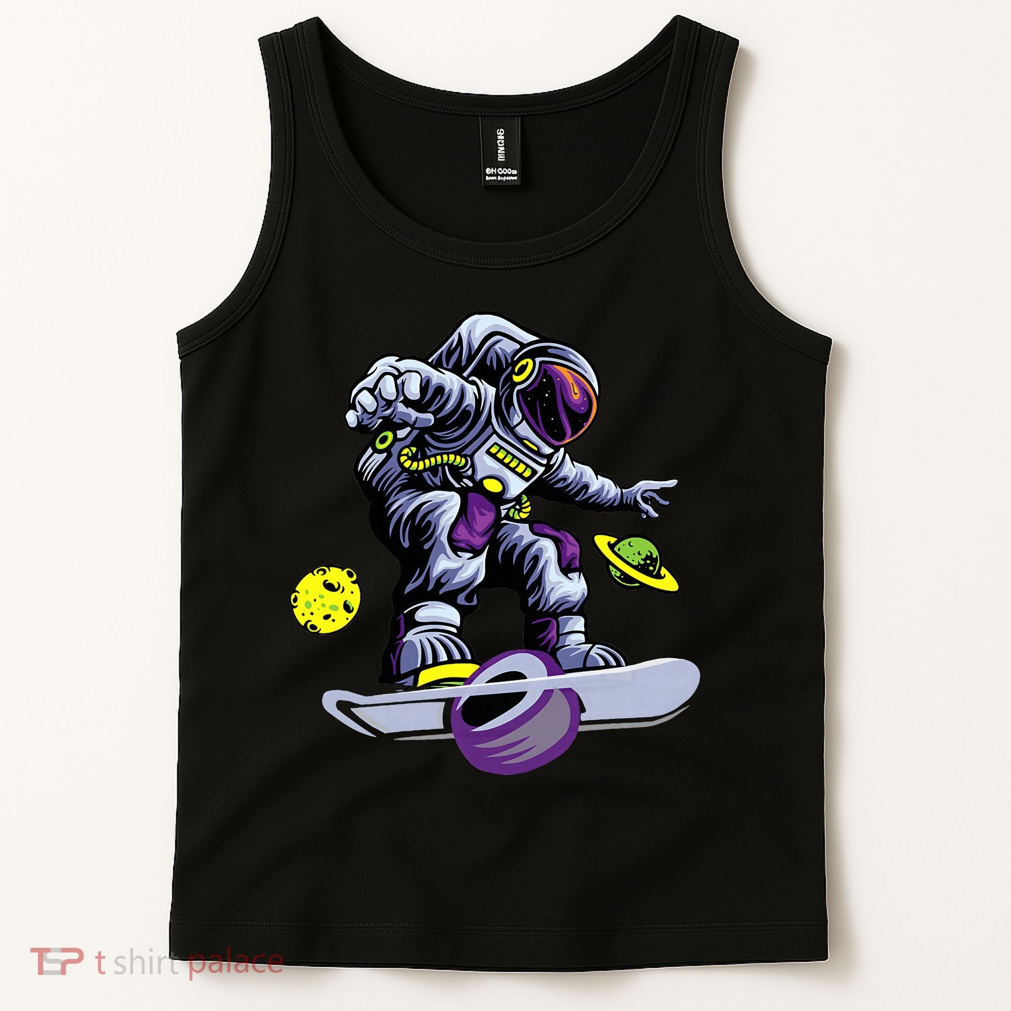 Skating astronaut on onewheel skateboard Tank Top