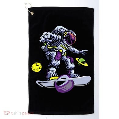 Skating astronaut on onewheel skateboard Golf Towel