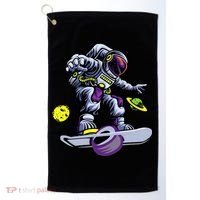 Skating astronaut on onewheel skateboard Golf Towel thumb 0
