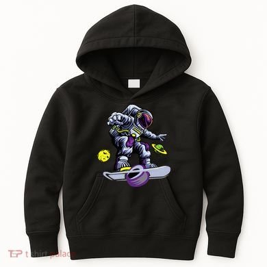 Skating astronaut on onewheel skateboard Kids Hoodie
