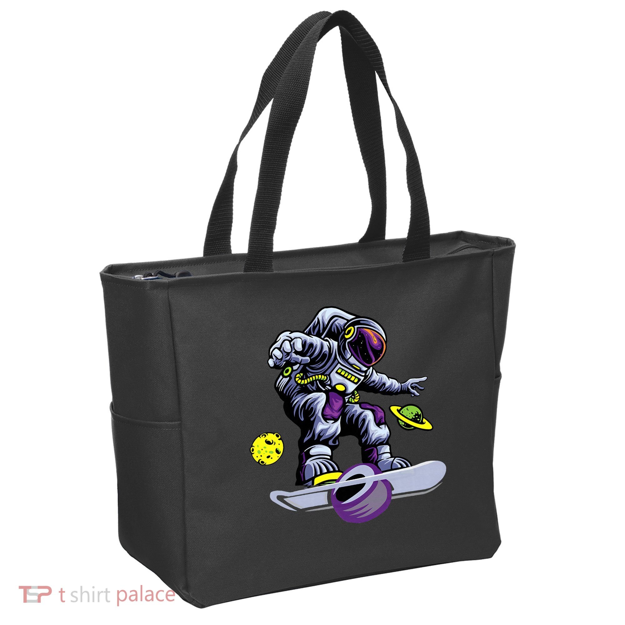 Skating astronaut on onewheel skateboard Tote Bag