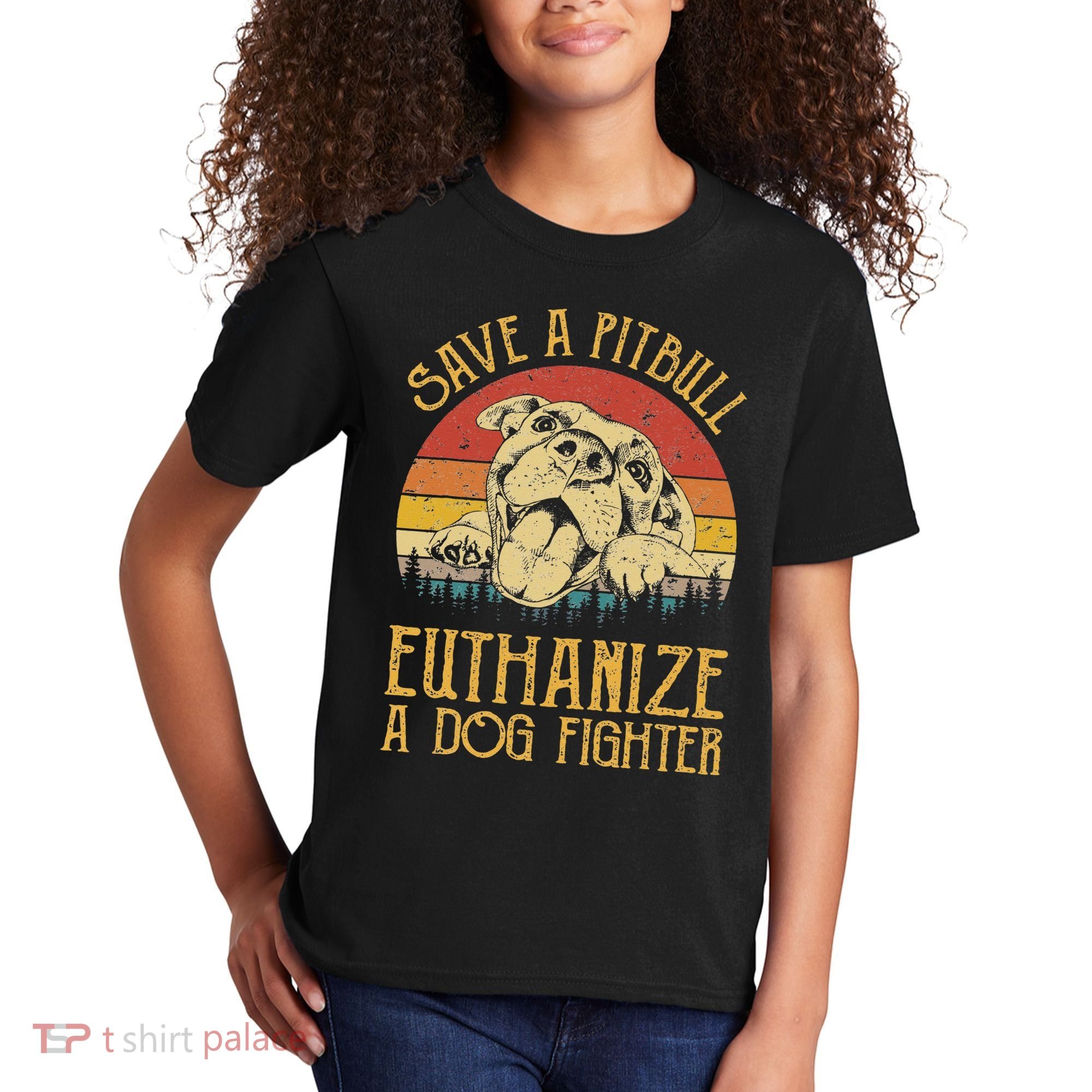 Save A Pitbull Euthanize A Dog Fighter Pitbull Lovers Kids T-Shirt