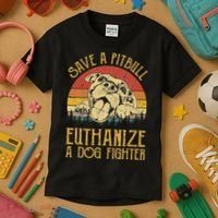 Save A Pitbull Euthanize A Dog Fighter Pitbull Lovers Kids T-Shirt thumb 3