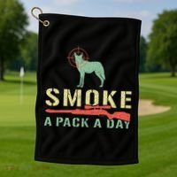 Smoke A Pack A Day Coyote Hunting Golf Towel thumb 1