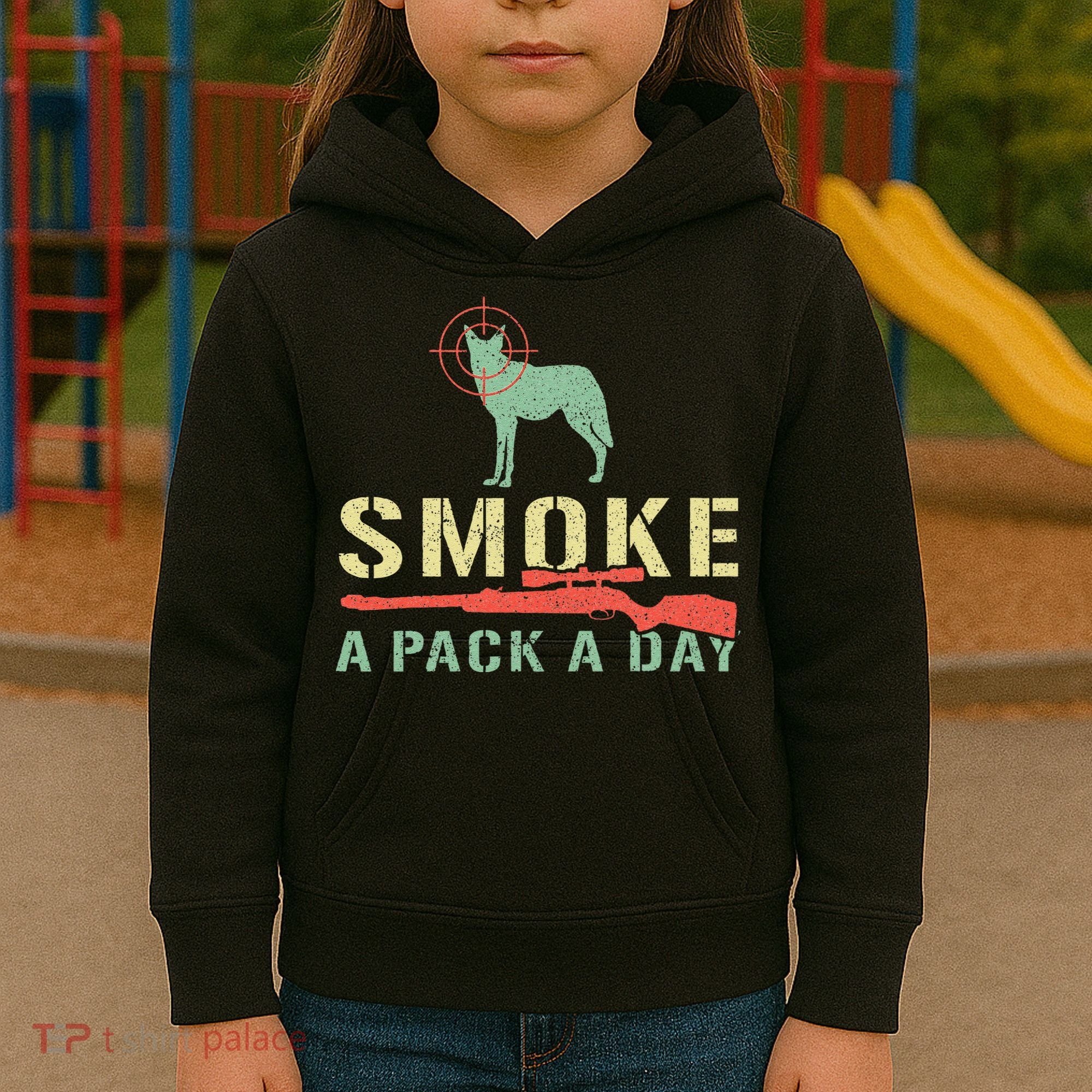 Smoke A Pack A Day Coyote Hunting Kids Hoodie