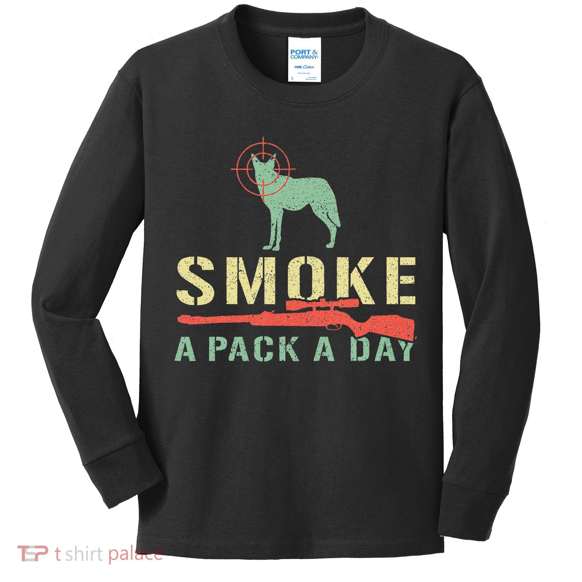 Smoke A Pack A Day Coyote Hunting Kids Long Sleeve Shirt
