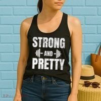 Strong And Pretty Gym Strongman Workout Fitness Women's Tank Top thumb 2