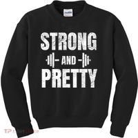 Strong And Pretty Gym Strongman Workout Fitness Kids Sweatshirt thumb 0