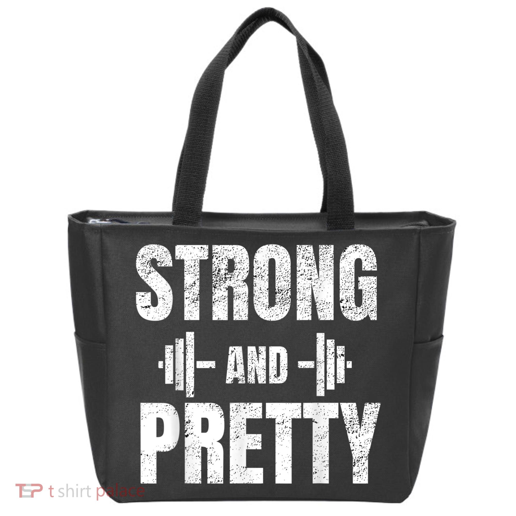 Strong And Pretty Gym Strongman Workout Fitness Tote Bag