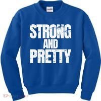 Strong And Pretty Work Out Gym Never Stop Training Cool Gift Kids Sweatshirt thumb 0