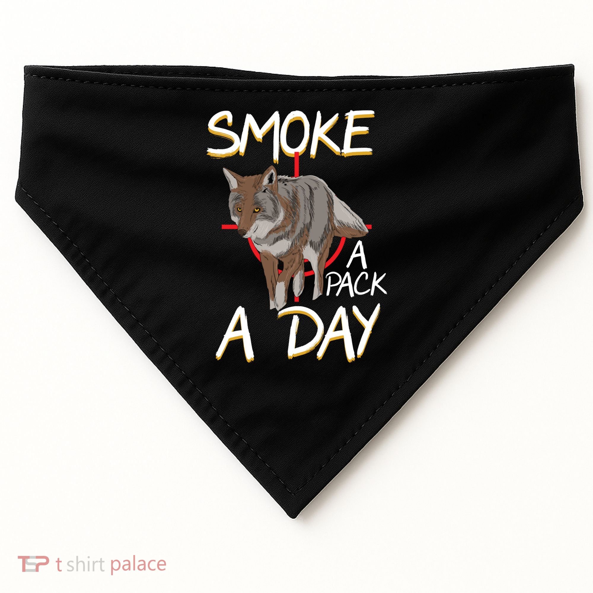 Smoke A Pack A Day Coyote Hunting Jackal Wolf Great Gift USA-Made Doggie Bandana