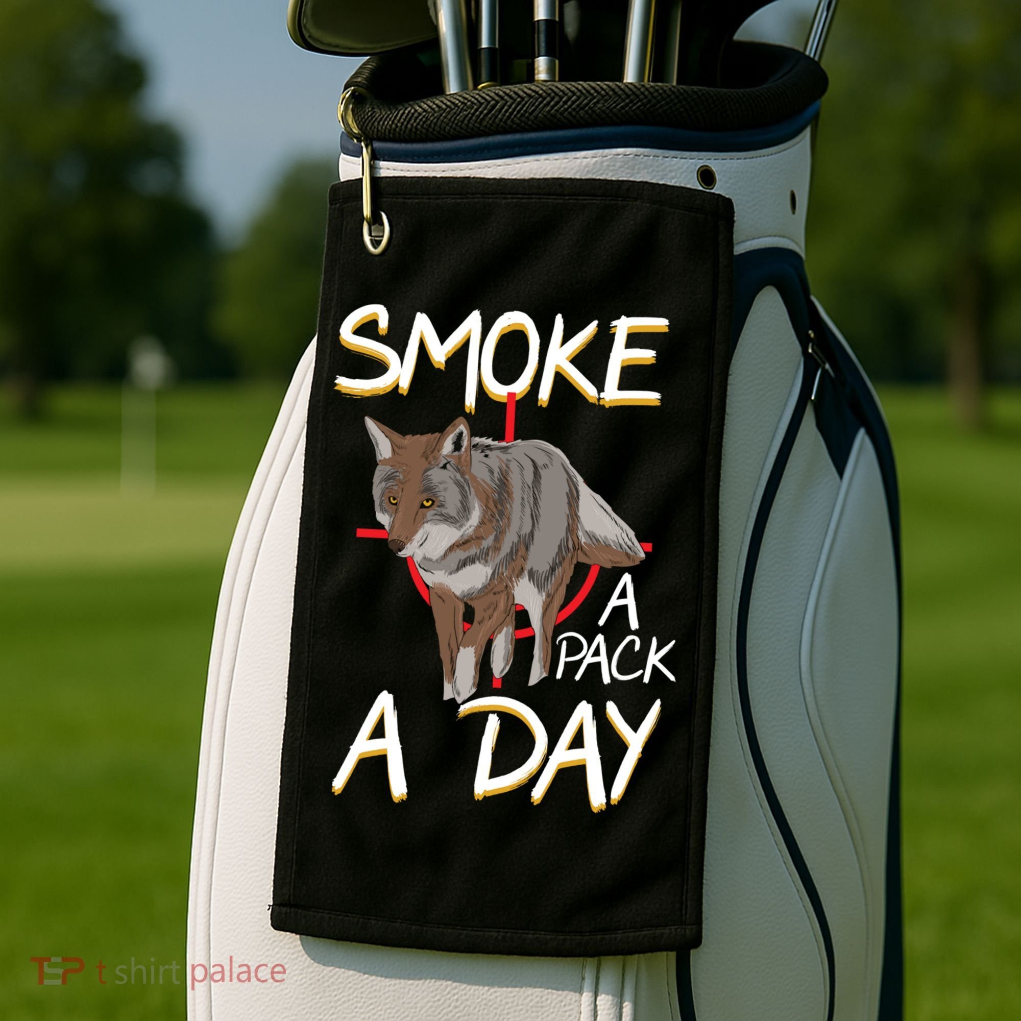 Smoke A Pack A Day Coyote Hunting Jackal Wolf Great Gift Golf Towel