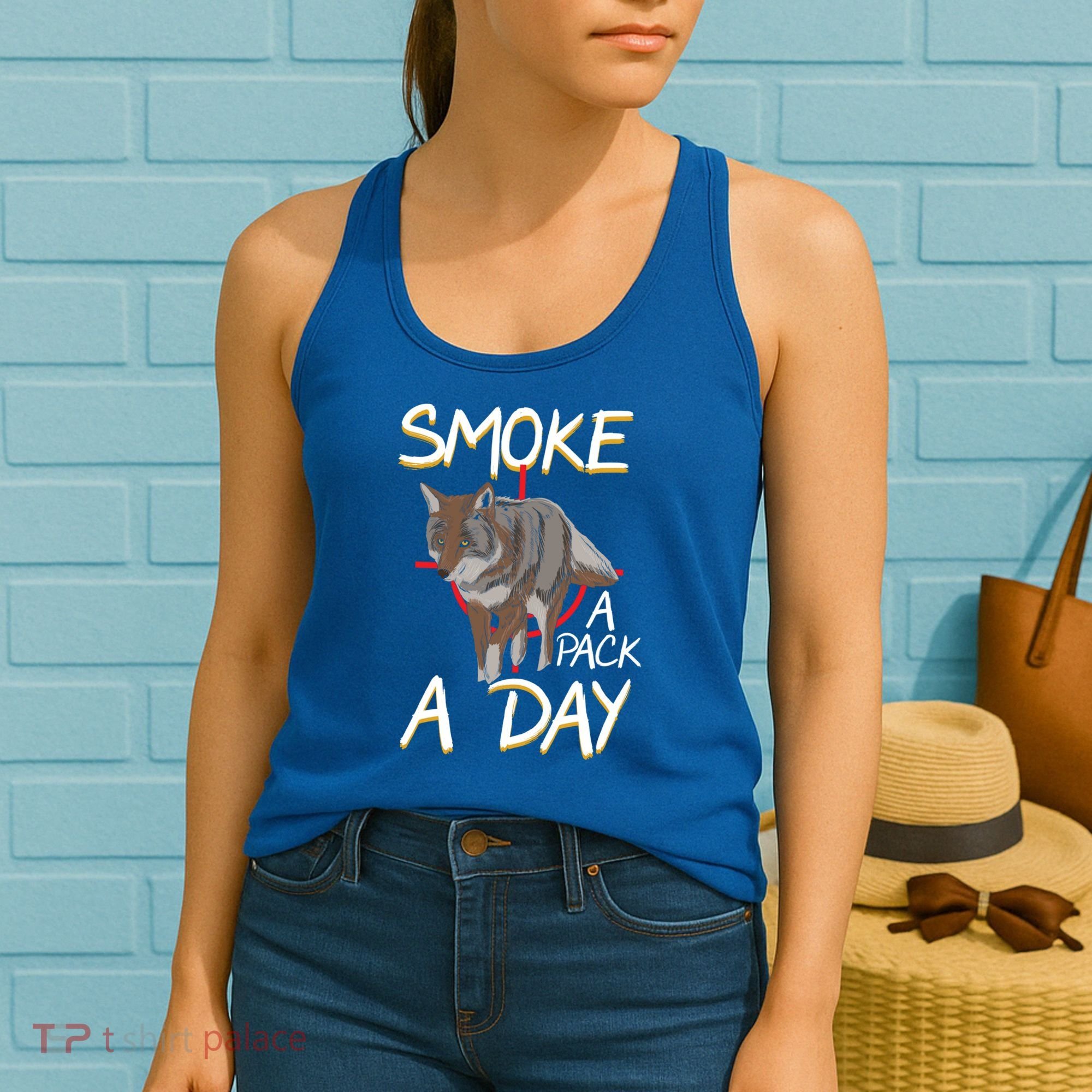 Smoke A Pack A Day Coyote Hunting Jackal Wolf Great Gift Women's Tank Top