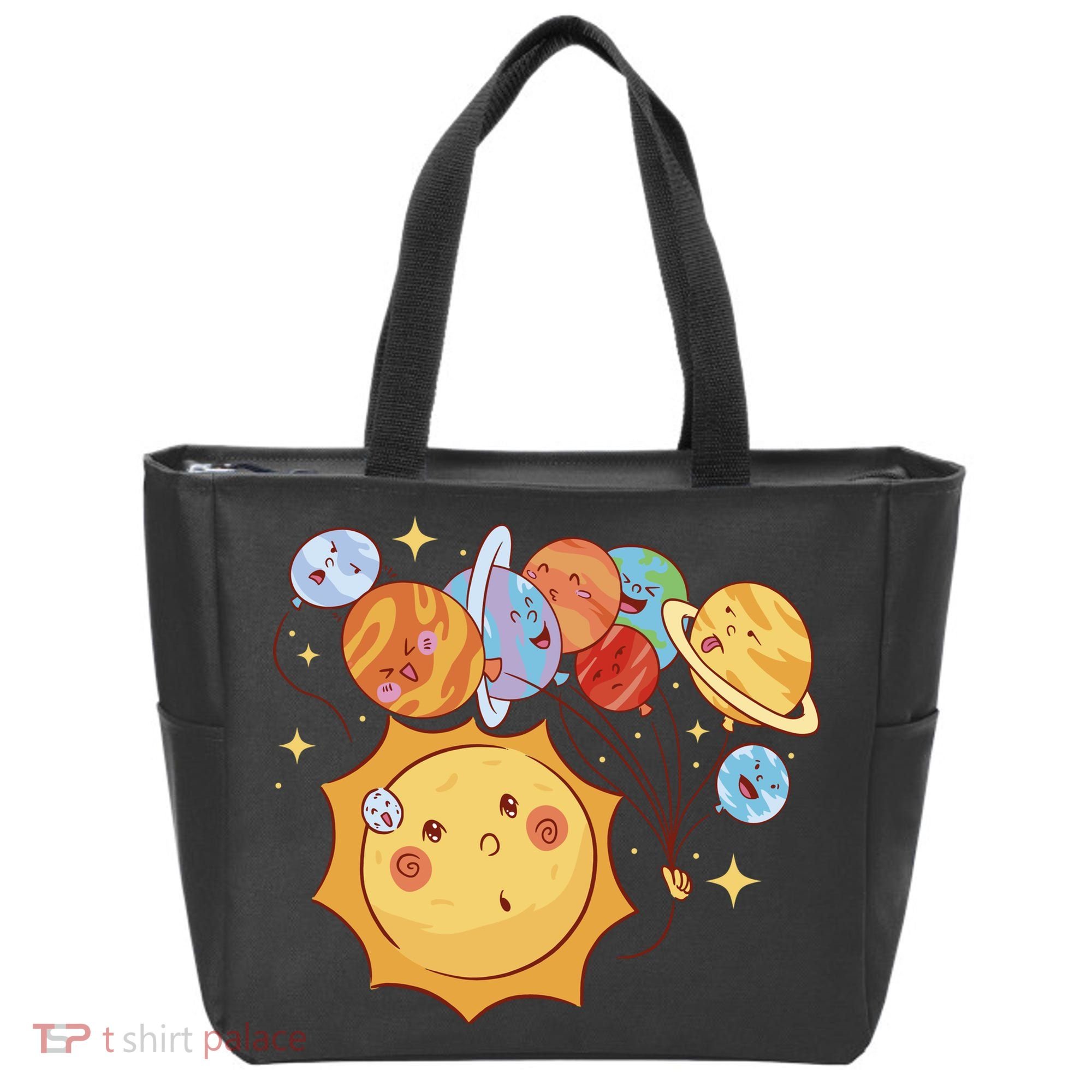 Sun And Planets Cute Galaxy Tote Bag