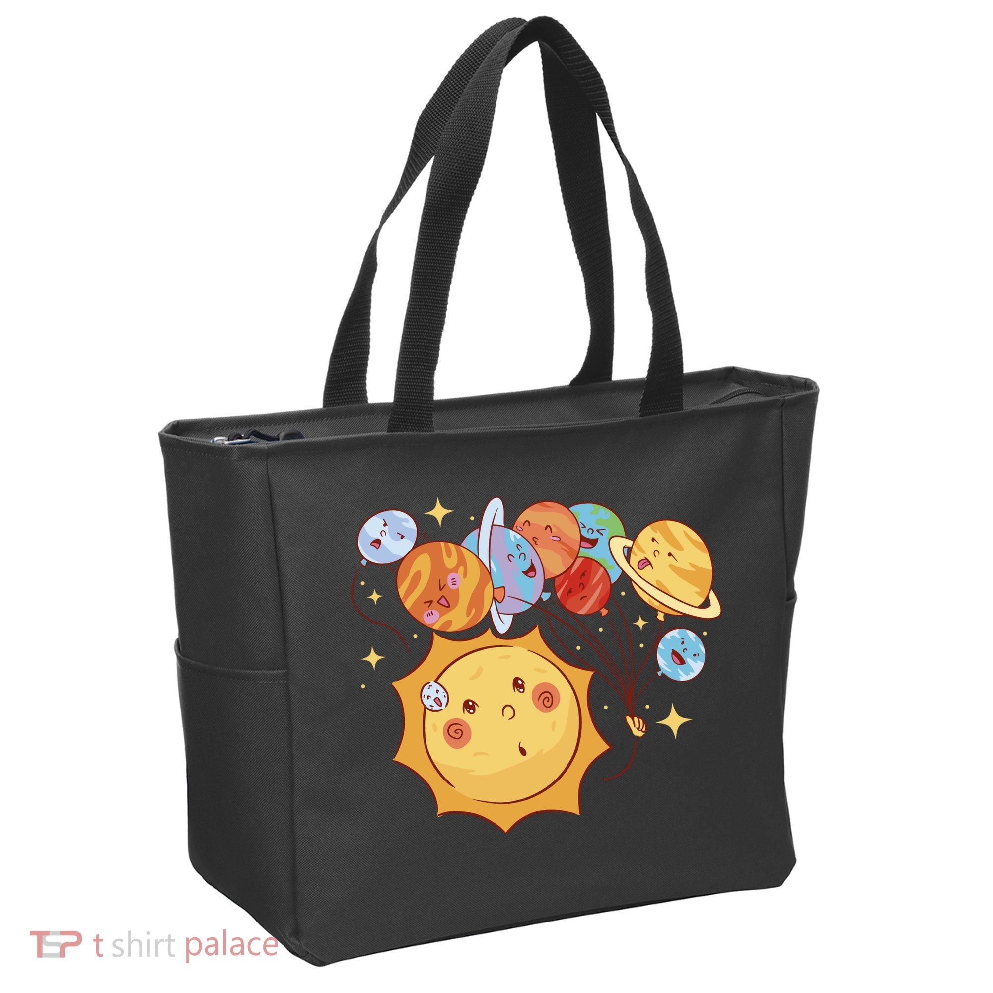 Sun And Planets Cute Galaxy Tote Bag