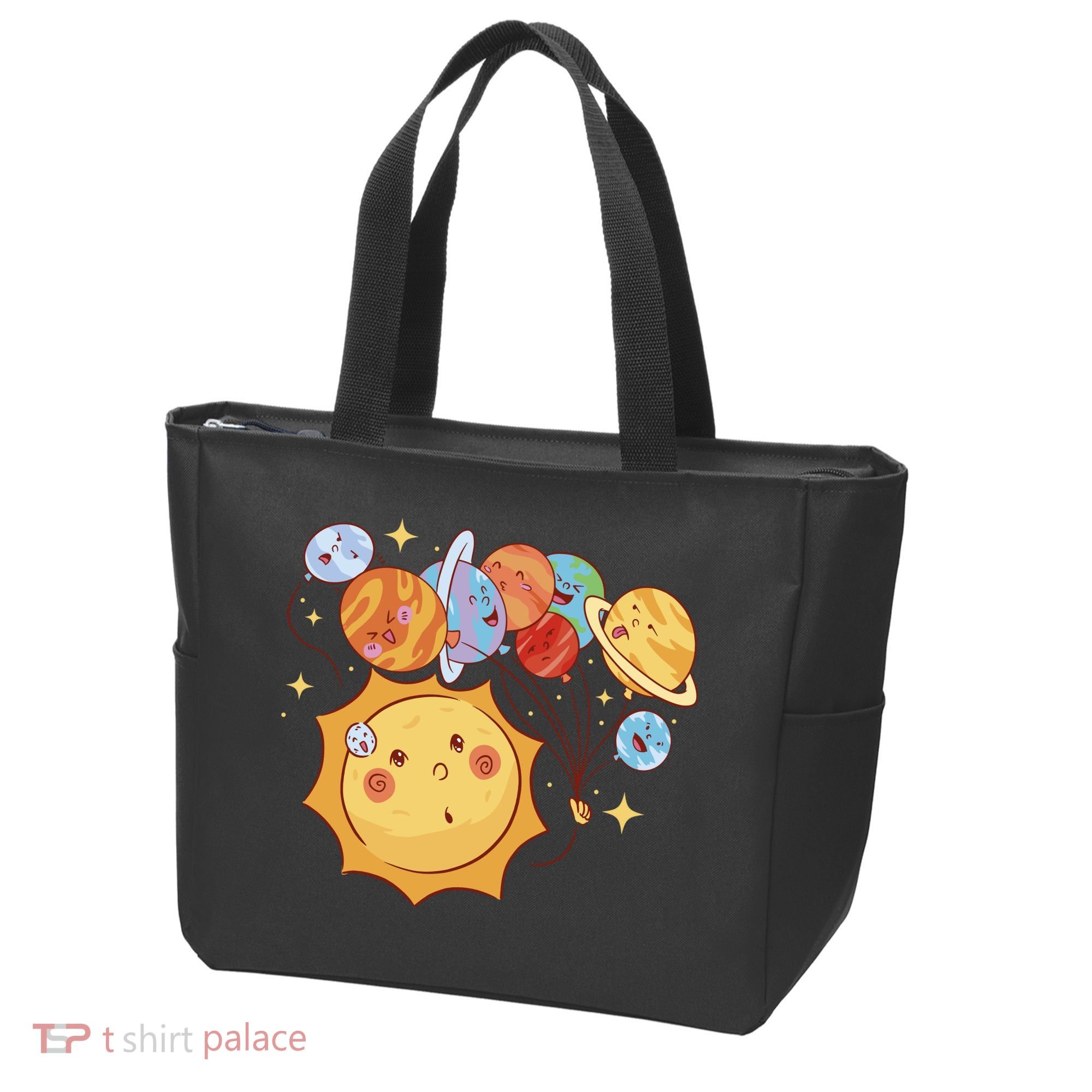 Sun And Planets Cute Galaxy Tote Bag