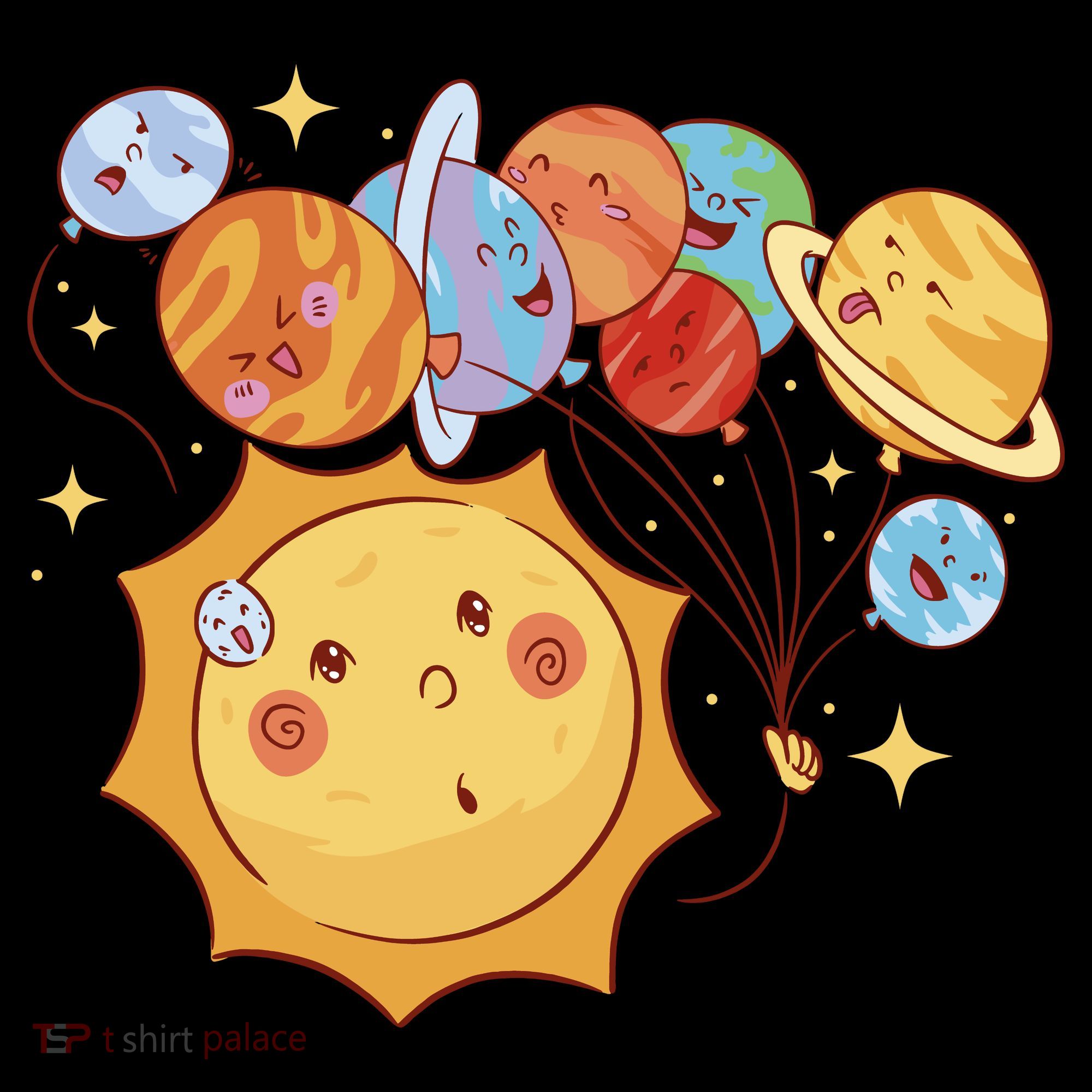 Sun And Planets Cute Galaxy Tote Bag