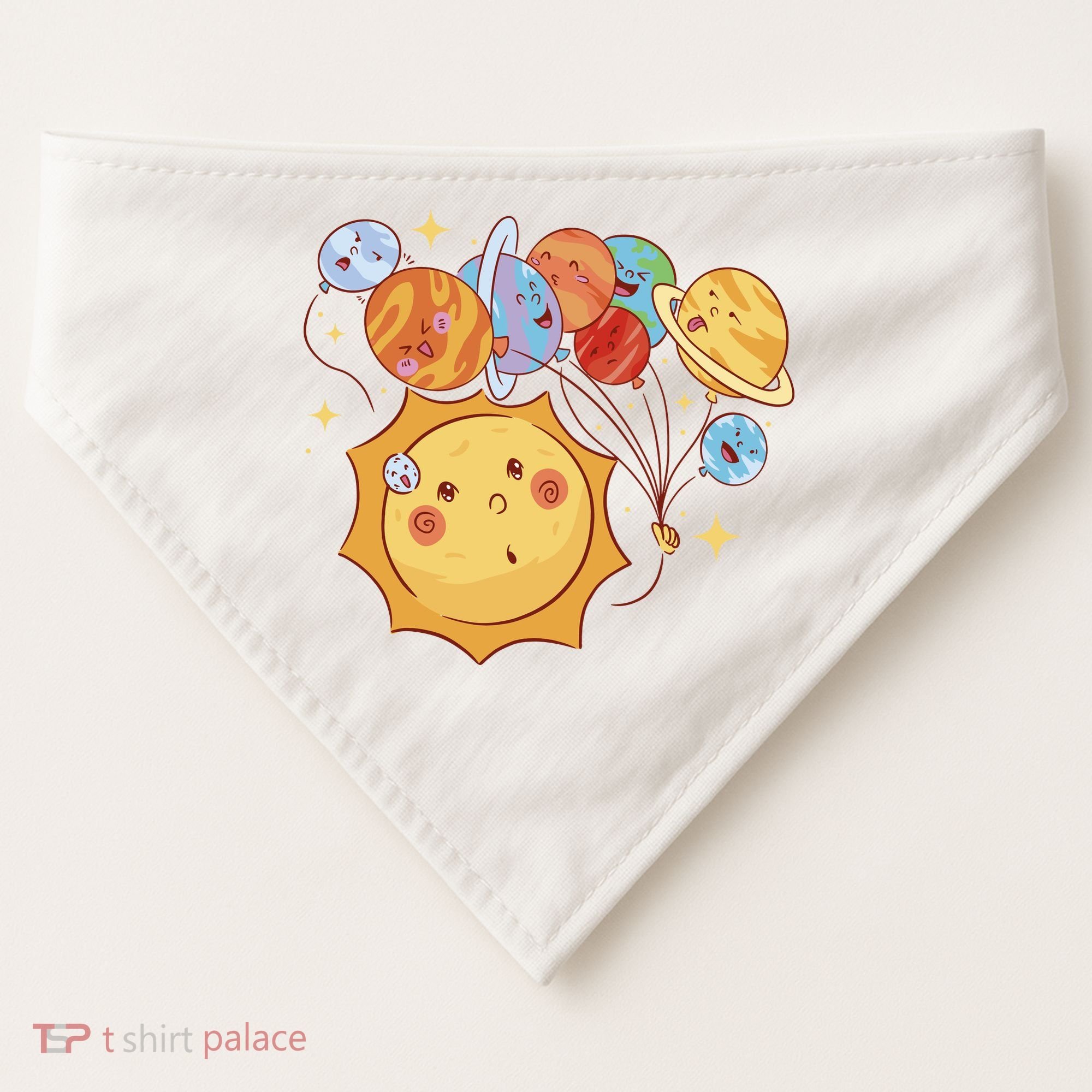 Sun And Planets Cute Galaxy USA-Made Doggie Bandana