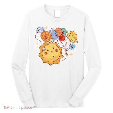 Sun And Planets Cute Galaxy Long Sleeve Shirt