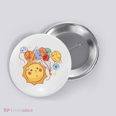 Sun And Planets Cute Galaxy Button
