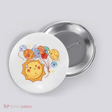 Sun And Planets Cute Galaxy Button