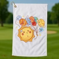 Sun And Planets Cute Galaxy Golf Towel thumb 1