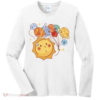 Sun And Planets Cute Galaxy Women's Long Sleeve Shirt