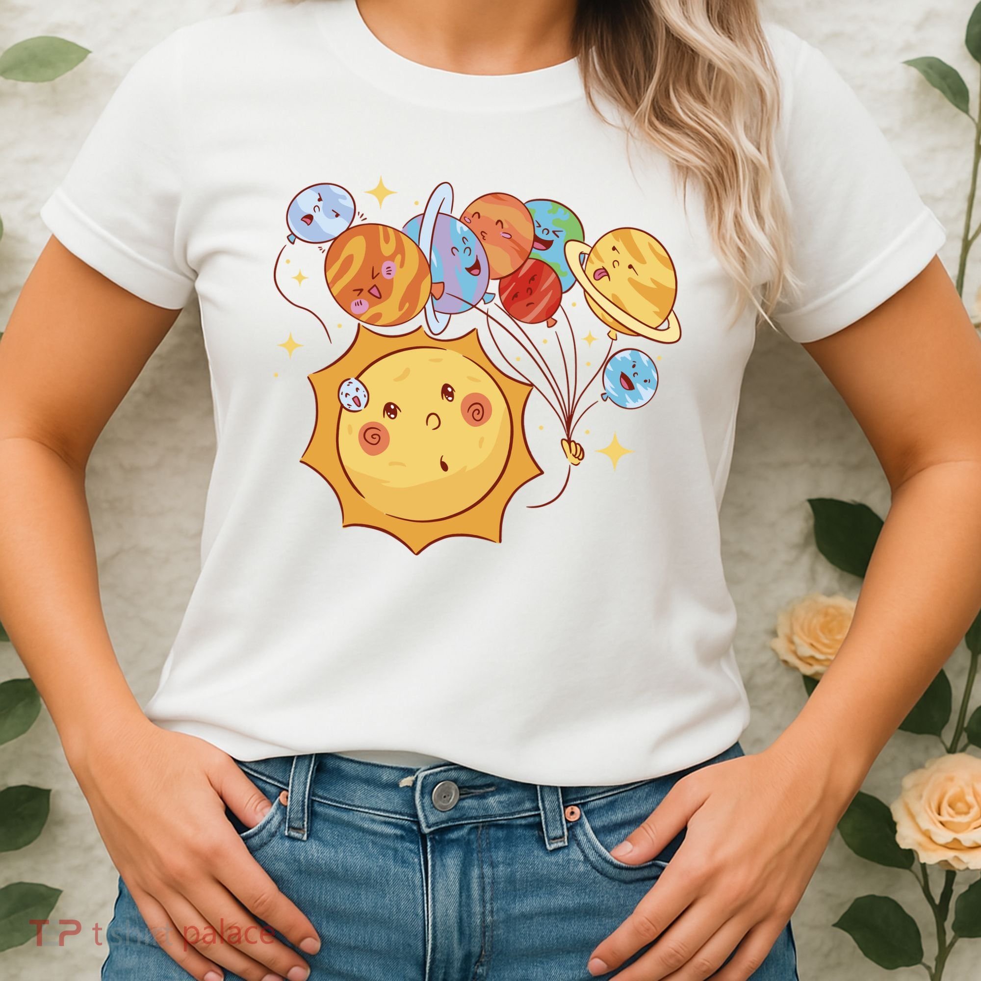 Sun And Planets Cute Galaxy Women's T-Shirt