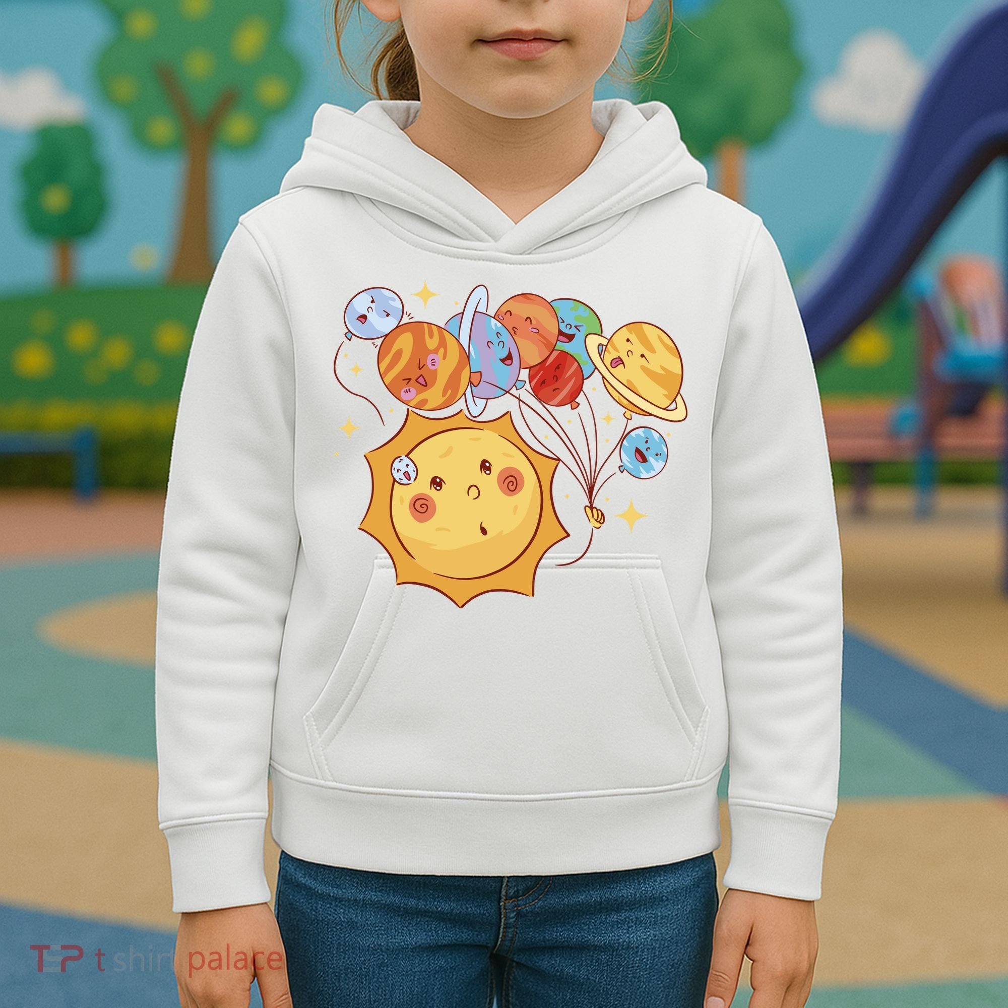 Sun And Planets Cute Galaxy Kids Hoodie