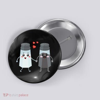 Salt And Pepper Shaker Couple Gift For Chefs And Cooks Button
