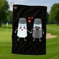 Salt And Pepper Shaker Couple Gift For Chefs And Cooks Golf Towel thumb 1