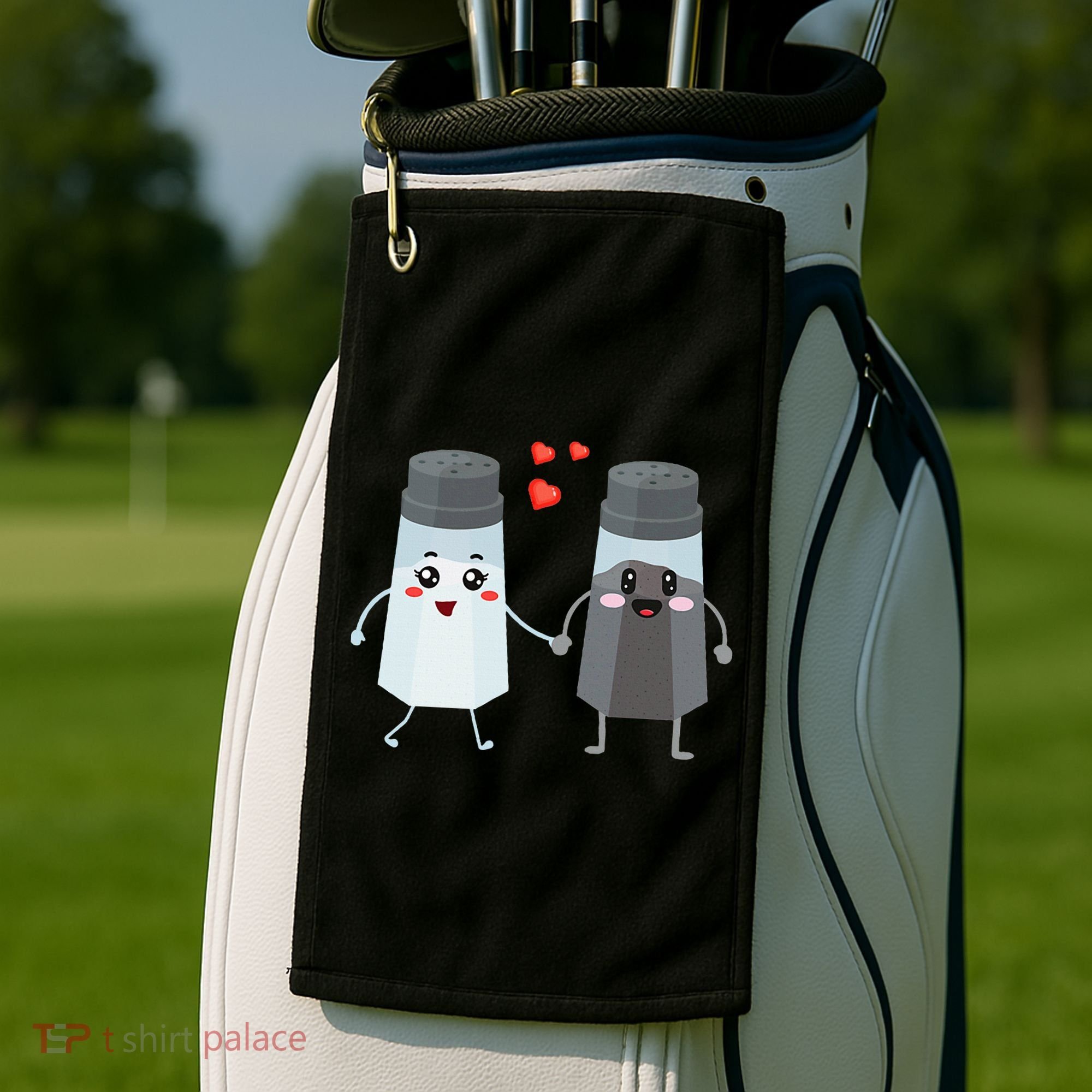 Salt And Pepper Shaker Couple Gift For Chefs And Cooks Golf Towel