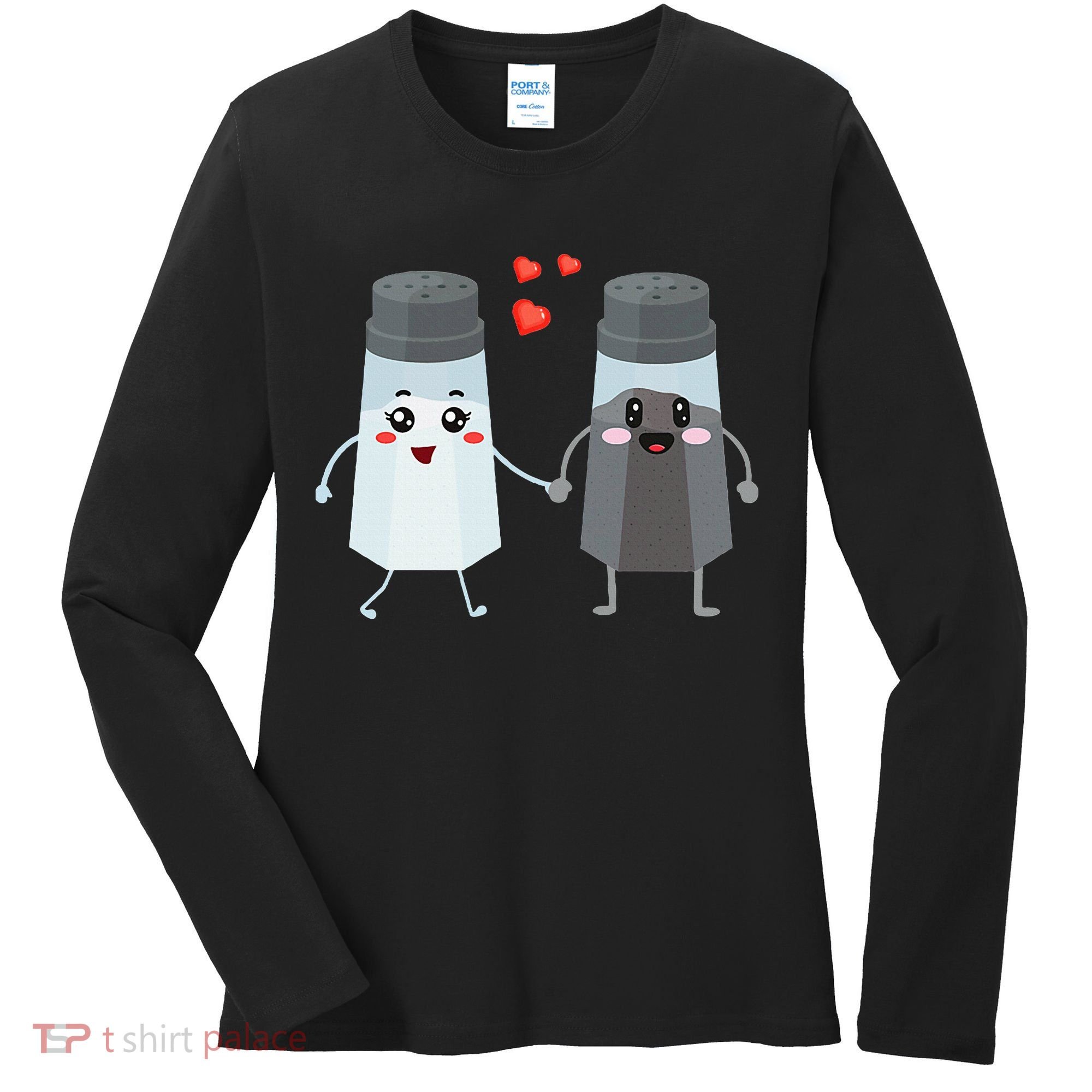 Salt And Pepper Shaker Couple Gift For Chefs And Cooks Women's Long Sleeve Shirt