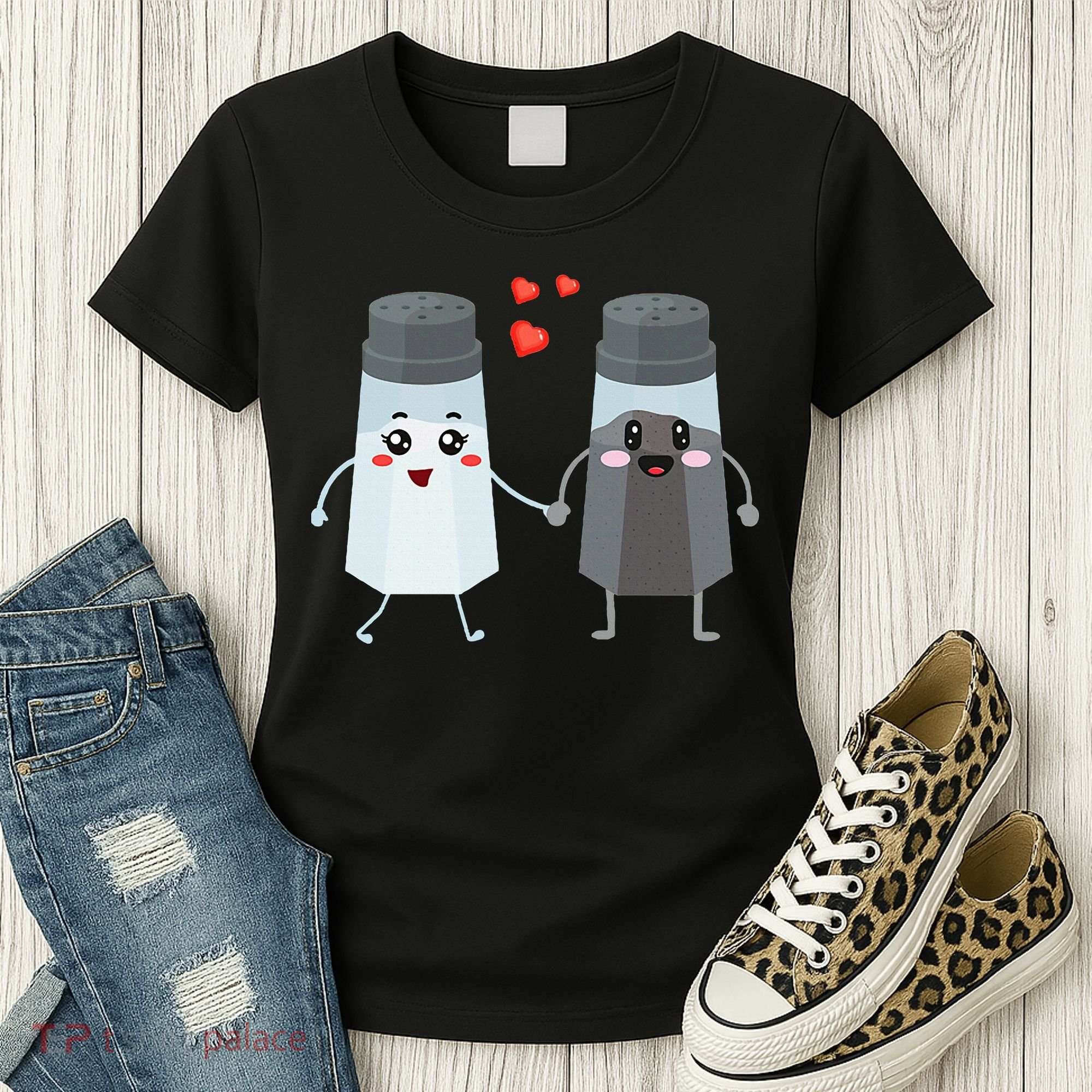 Salt And Pepper Shaker Couple Gift For Chefs And Cooks Women's T-Shirt