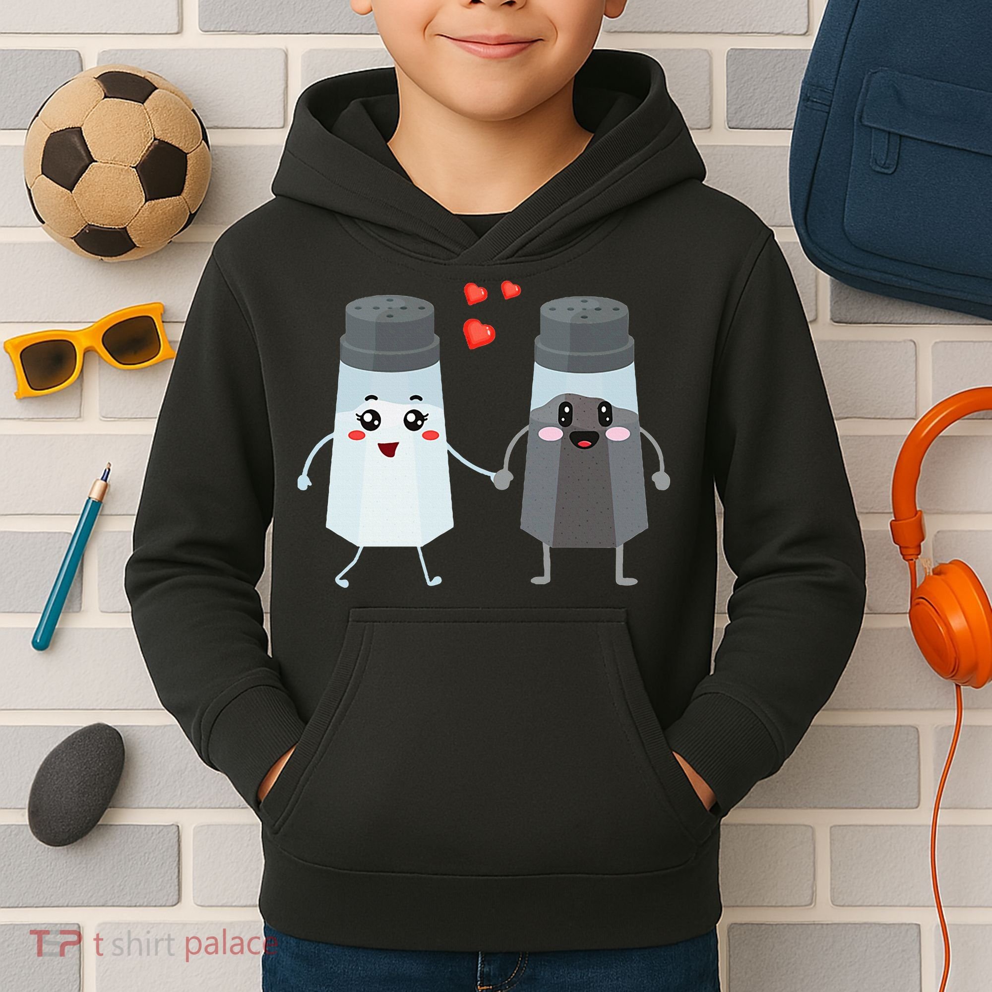 Salt And Pepper Shaker Couple Gift For Chefs And Cooks Kids Hoodie