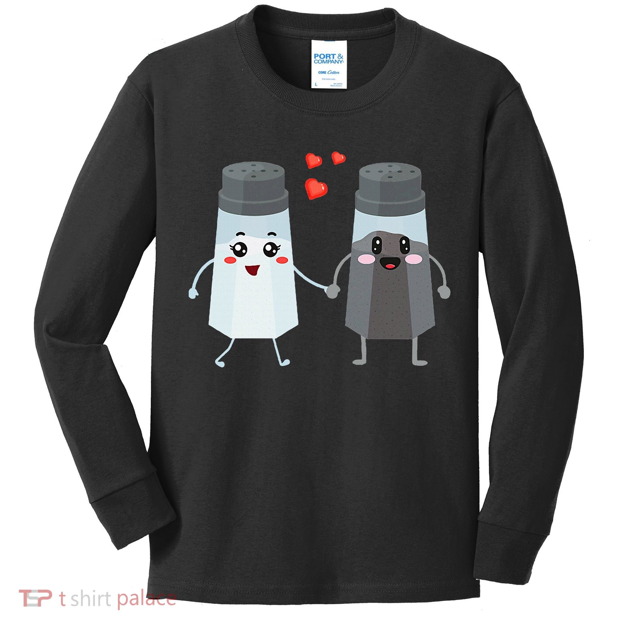 Salt And Pepper Shaker Couple Gift For Chefs And Cooks Kids Long Sleeve Shirt