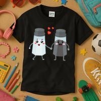 Salt And Pepper Shaker Couple Gift For Chefs And Cooks Kids T-Shirt thumb 3