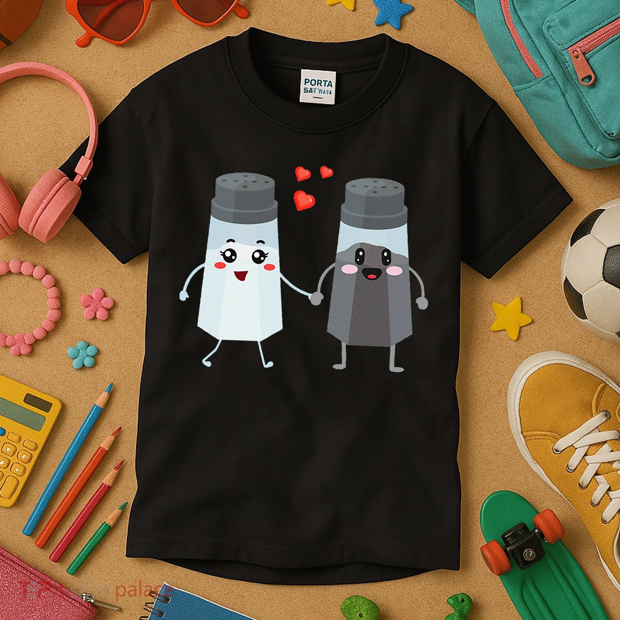 Salt And Pepper Shaker Couple Gift For Chefs And Cooks Kids T-Shirt