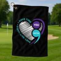 Suicide Awareness Prevention Heart Semi Colon You Matter Great Gift Golf Towel thumb 1