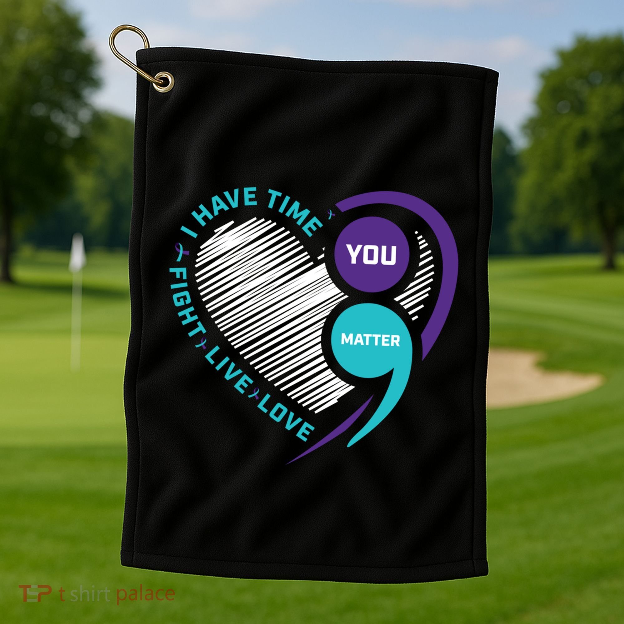 Suicide Awareness Prevention Heart Semi Colon You Matter Great Gift Golf Towel