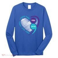 Suicide Awareness Prevention Heart Semi Colon You Matter Great Gift Long Sleeve Shirt thumb 0