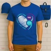 Suicide Awareness Prevention Heart Semi Colon You Matter Great Gift T-Shirt thumb 6