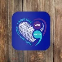 Suicide Awareness Prevention Heart Semi Colon You Matter Great Gift Coaster thumb 0