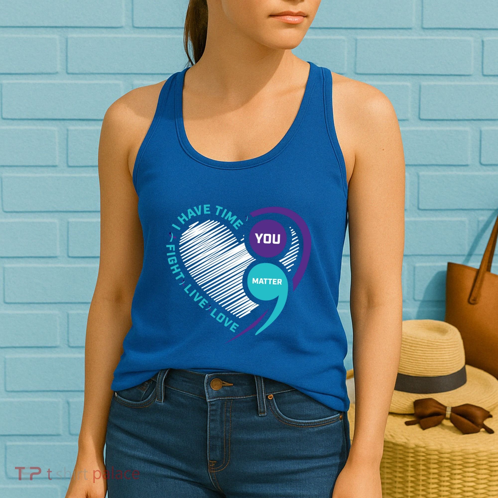 Suicide Awareness Prevention Heart Semi Colon You Matter Great Gift Women's Tank Top